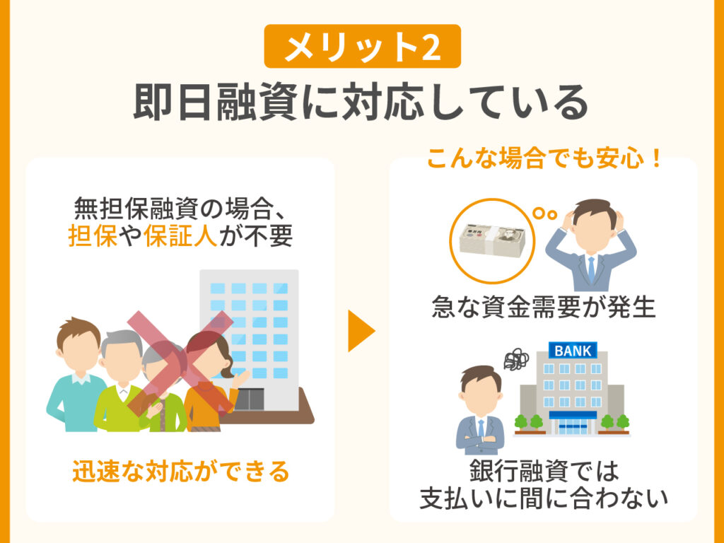 オージェイのメリット・特徴2.即日融資に対応している